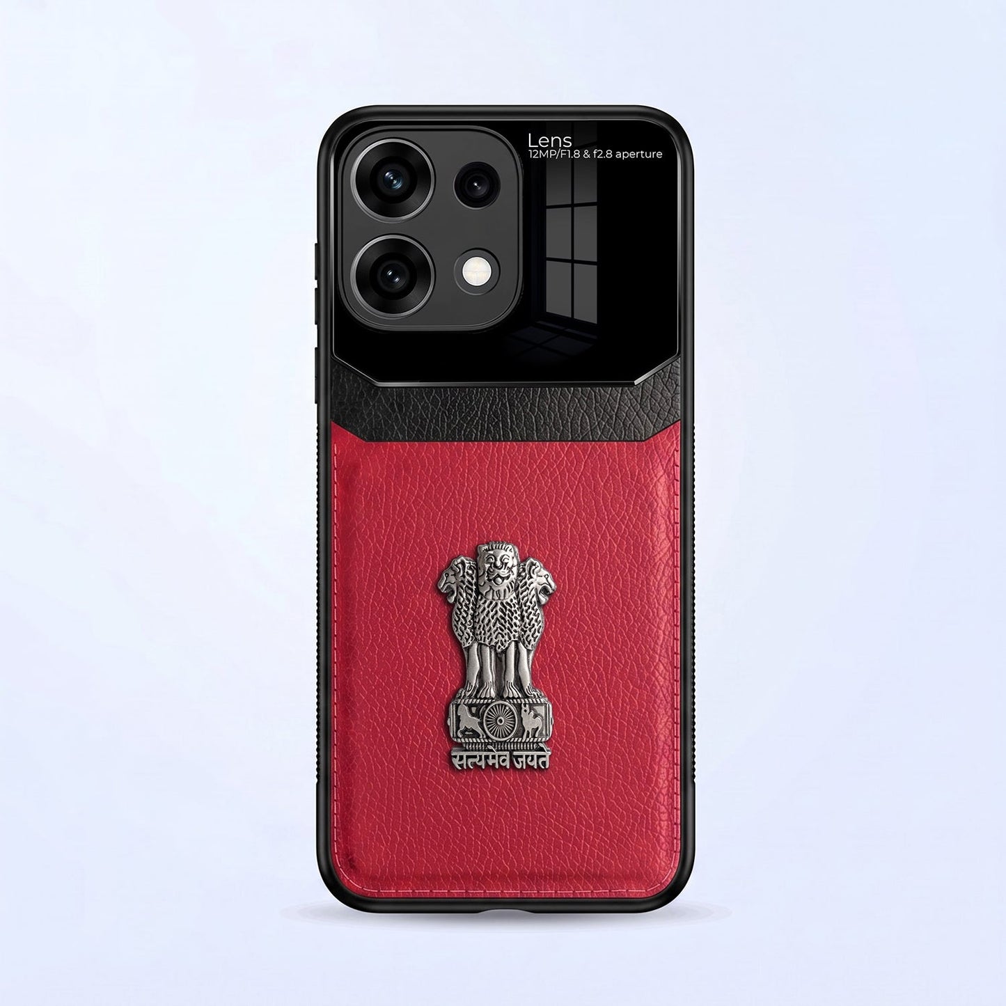 Oppo Reno16c 5G Satyamev Jayate 3D Metal Leather Back Case