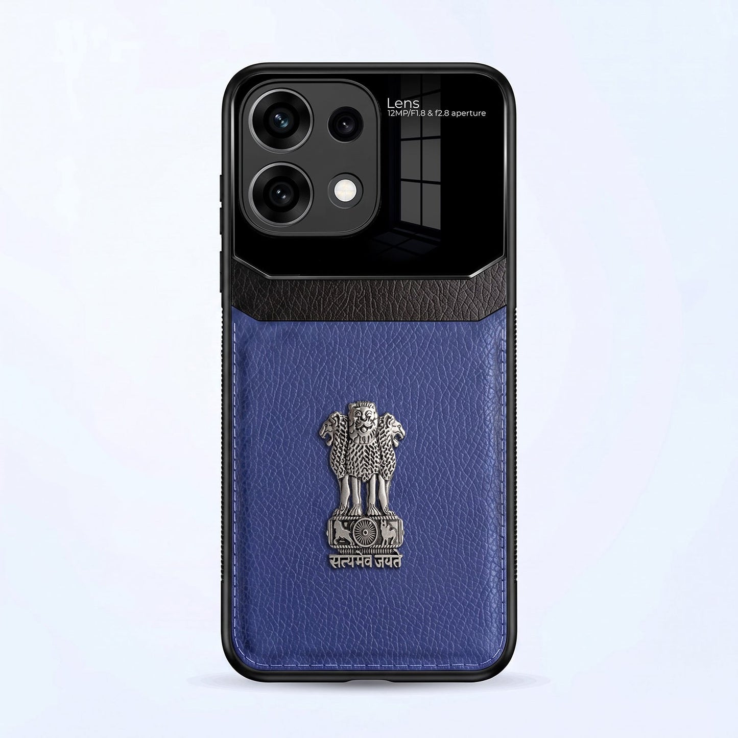 Oppo Reno16c 5G Satyamev Jayate 3D Metal Leather Back Case