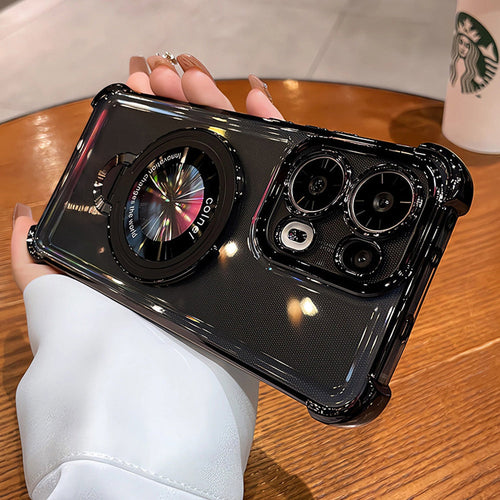 Oppo Reno 14 5G Original Luxury Magnifier Ring Stand Shockproof Airbags Corner Case
