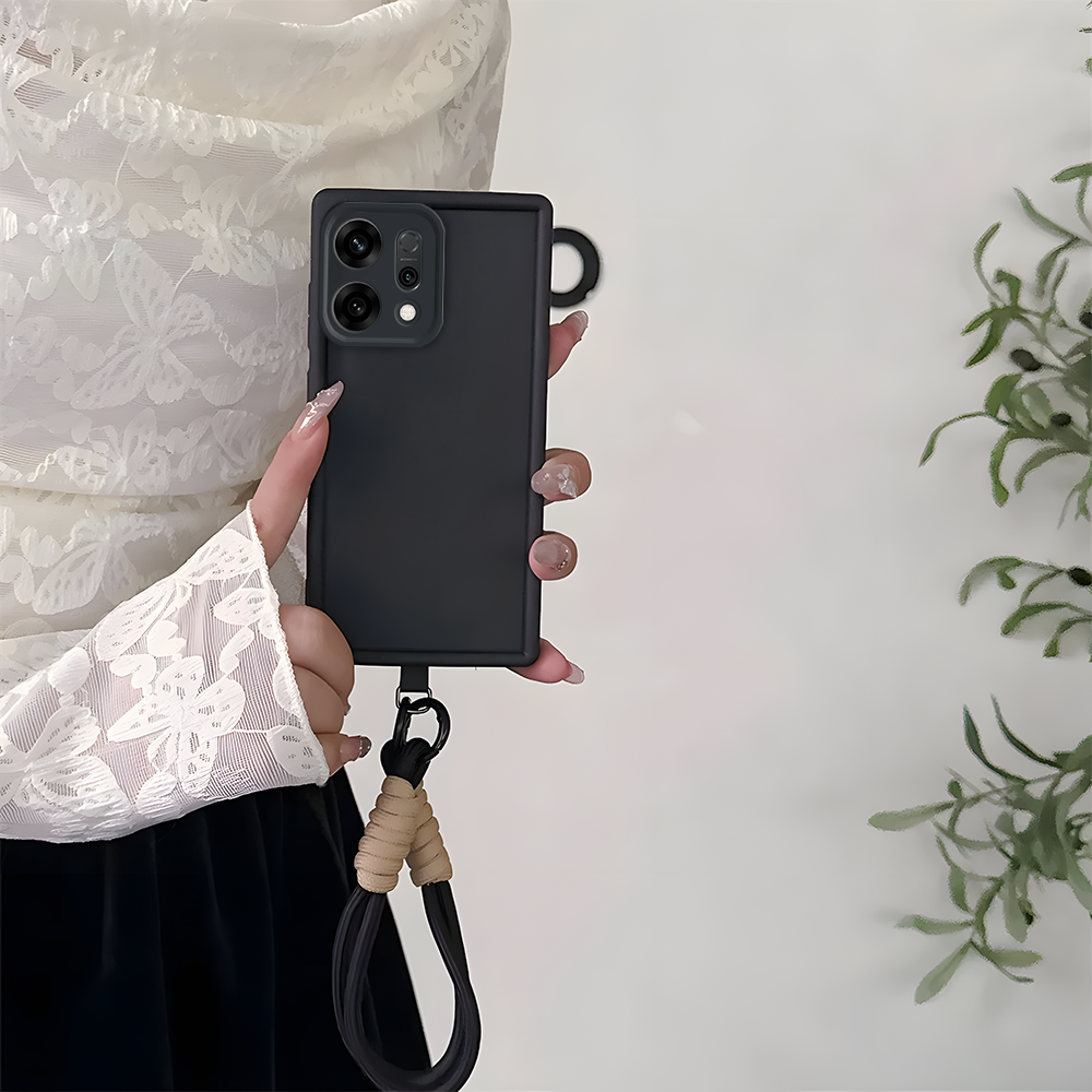 Oppo Reno 14 5G Luxury Silicone Matte Case with Wrist Strap