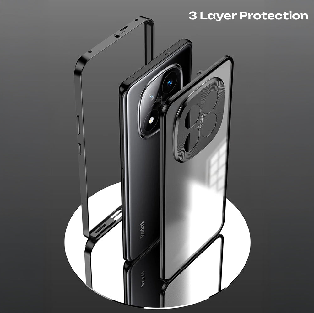Redmi Note 15 Pro Plus 5G Aluminium Metal Bumper Shield Transparent Back Case