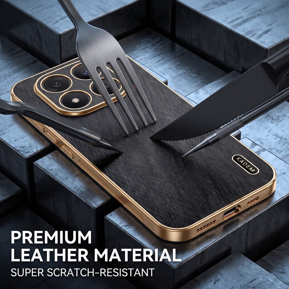 Redmi Note 15 Pro+ 5G Premium Electroplated Frame Gold Thread Pattern Soft Case