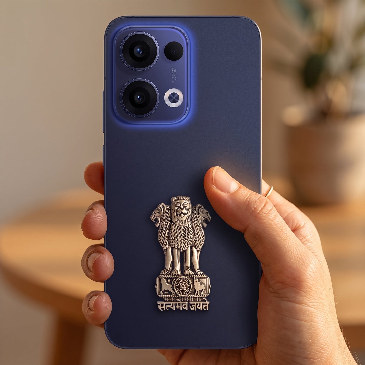 Oppo Reno 13 5G Compatible Satyamev Jayate 3D Metal Emblem Sticker