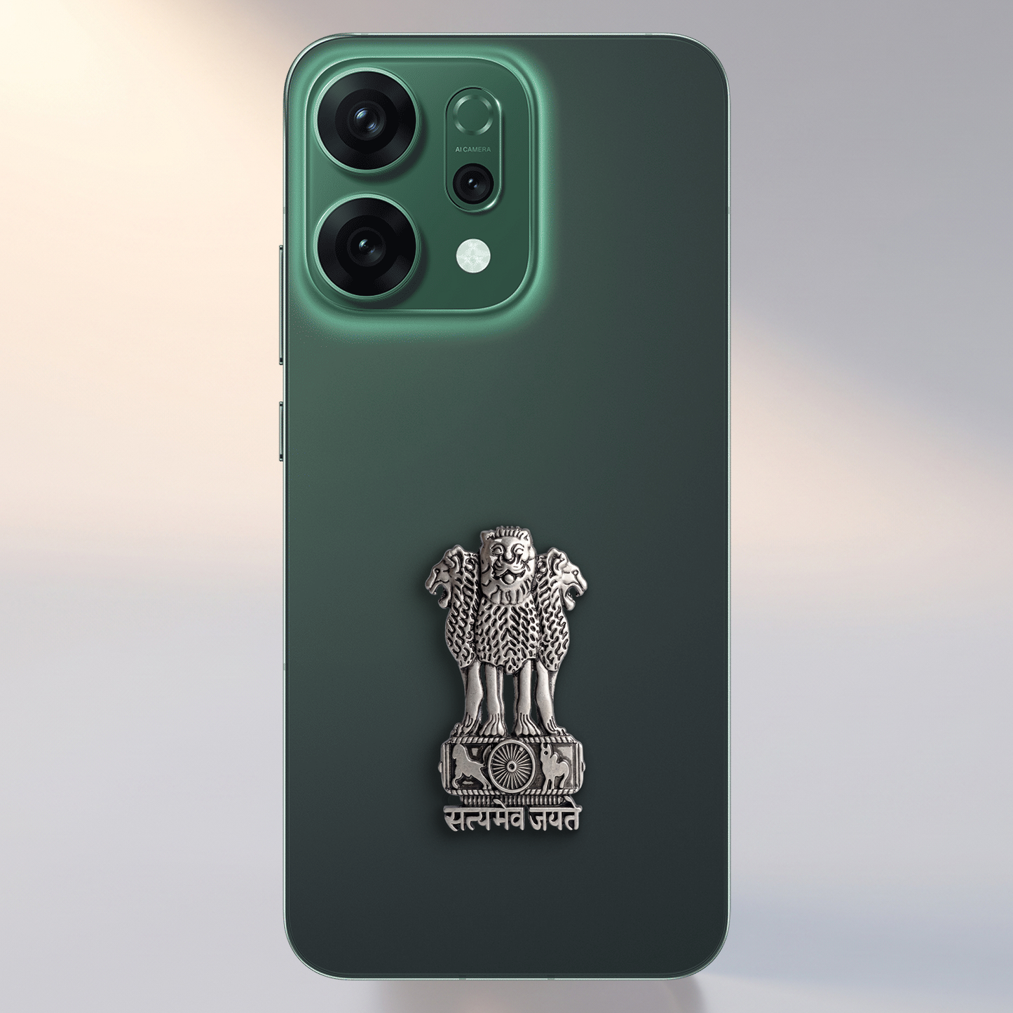 Oppo Reno 14 5G Compatible Satyamev Jayate 3D Metal Emblem Sticker