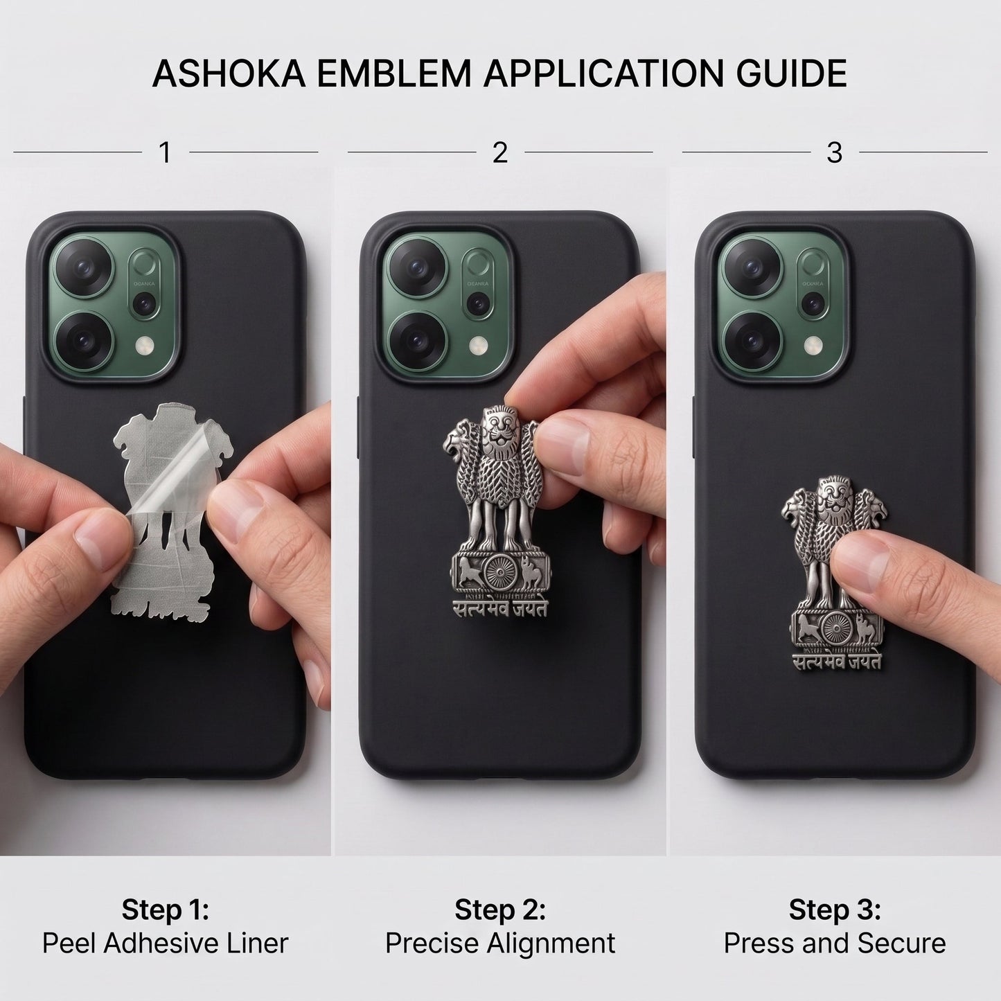 Oppo Reno 14 5G Compatible Satyamev Jayate 3D Metal Emblem Sticker