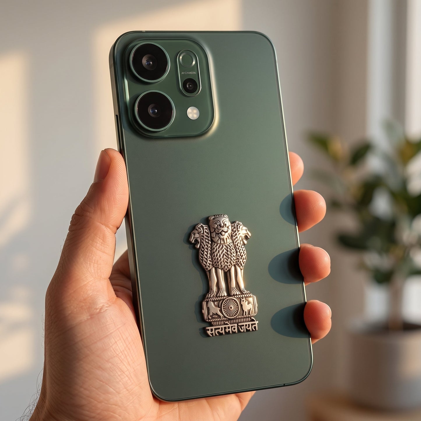 Oppo Reno 14 5G Compatible Satyamev Jayate 3D Metal Emblem Sticker