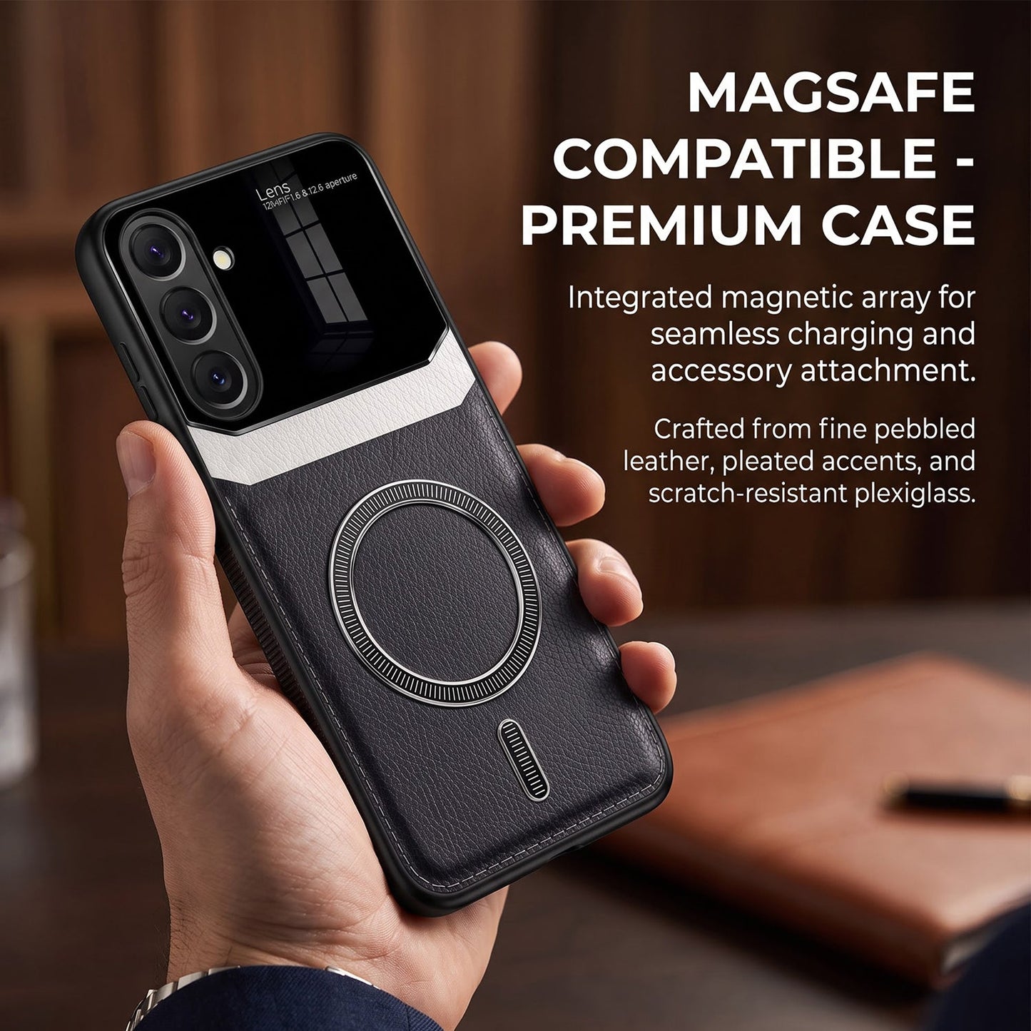 Samsung Galaxy A37 5G Premium Magsafe Magnetic Leather Lens Protective Case