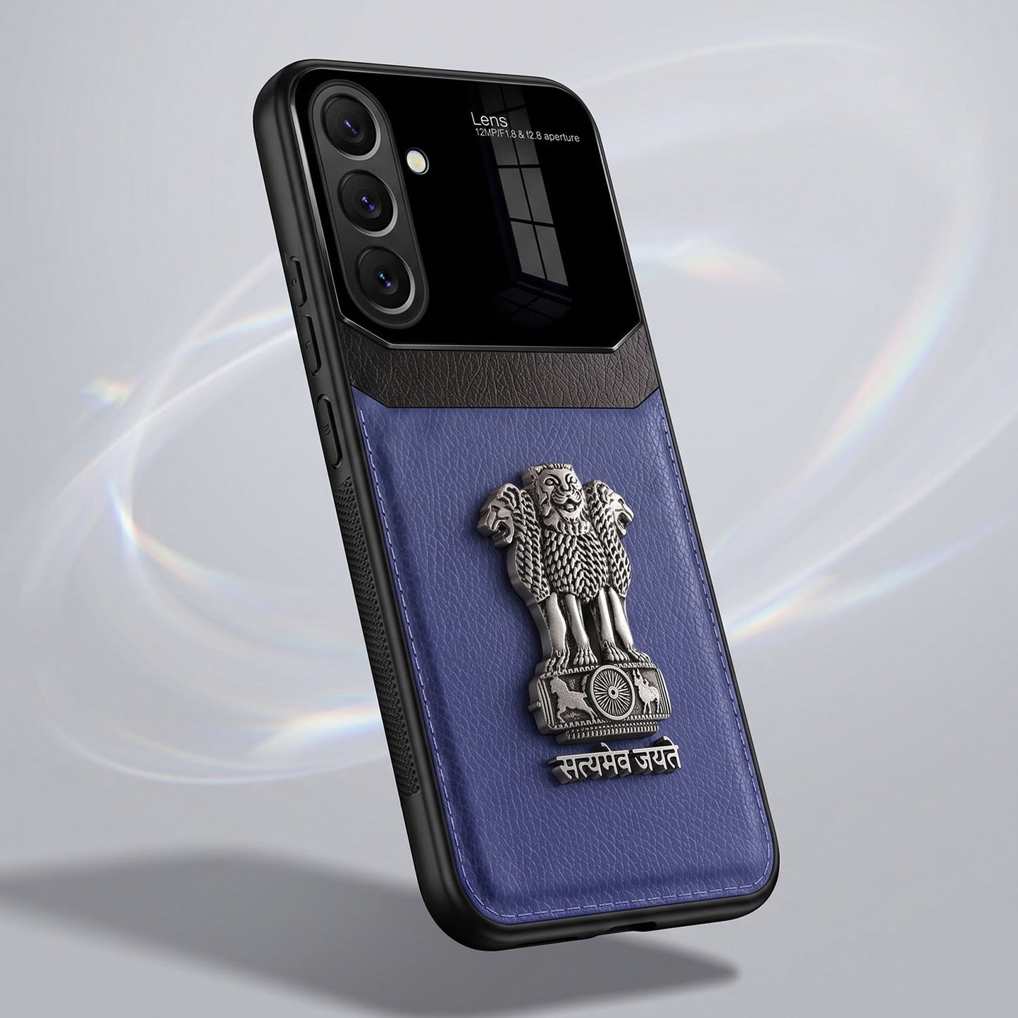 Samsung Galaxy A57 5G Satyamev Jayate 3D Metal Leather Back Case