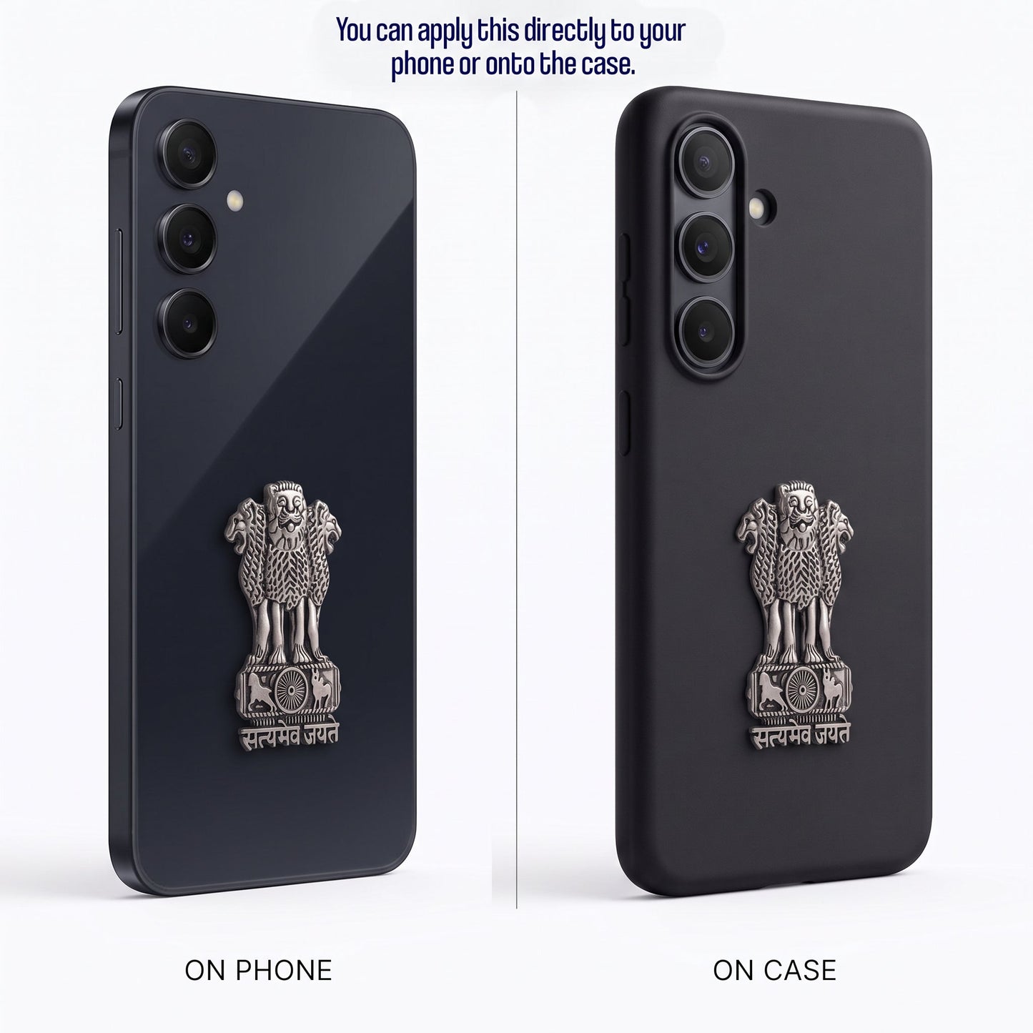Samsung Galaxy A55 5G Compatible Satyamev Jayate 3D Metal Emblem Sticker