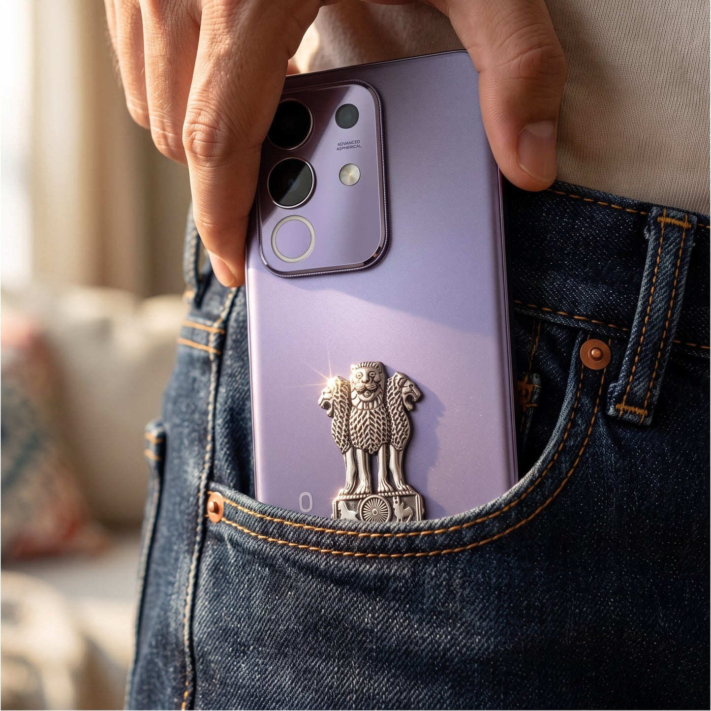 Vivo T4x 5G Compatible Satyamev Jayate 3D Metal Emblem Sticker