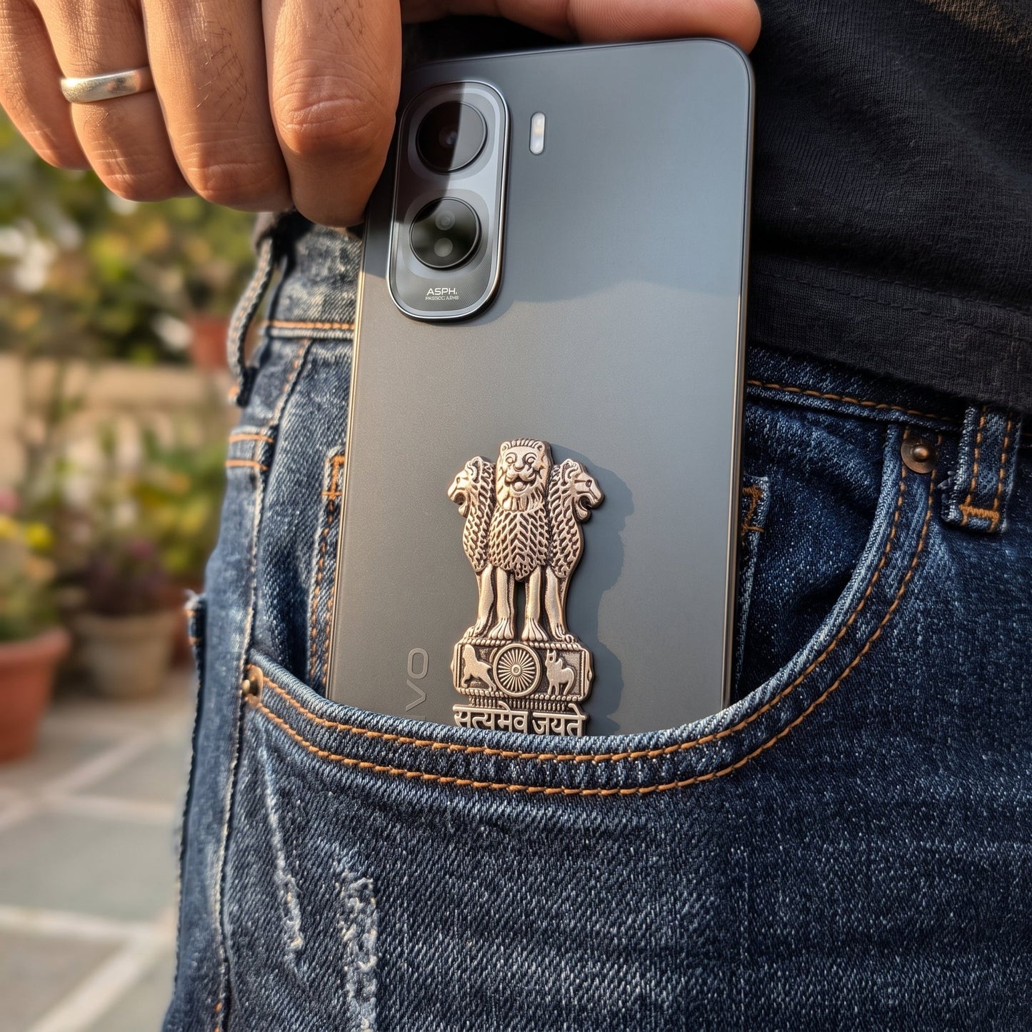 Vivo T5 Pro 5G Compatible Satyamev Jayate 3D Metal Emblem Sticker