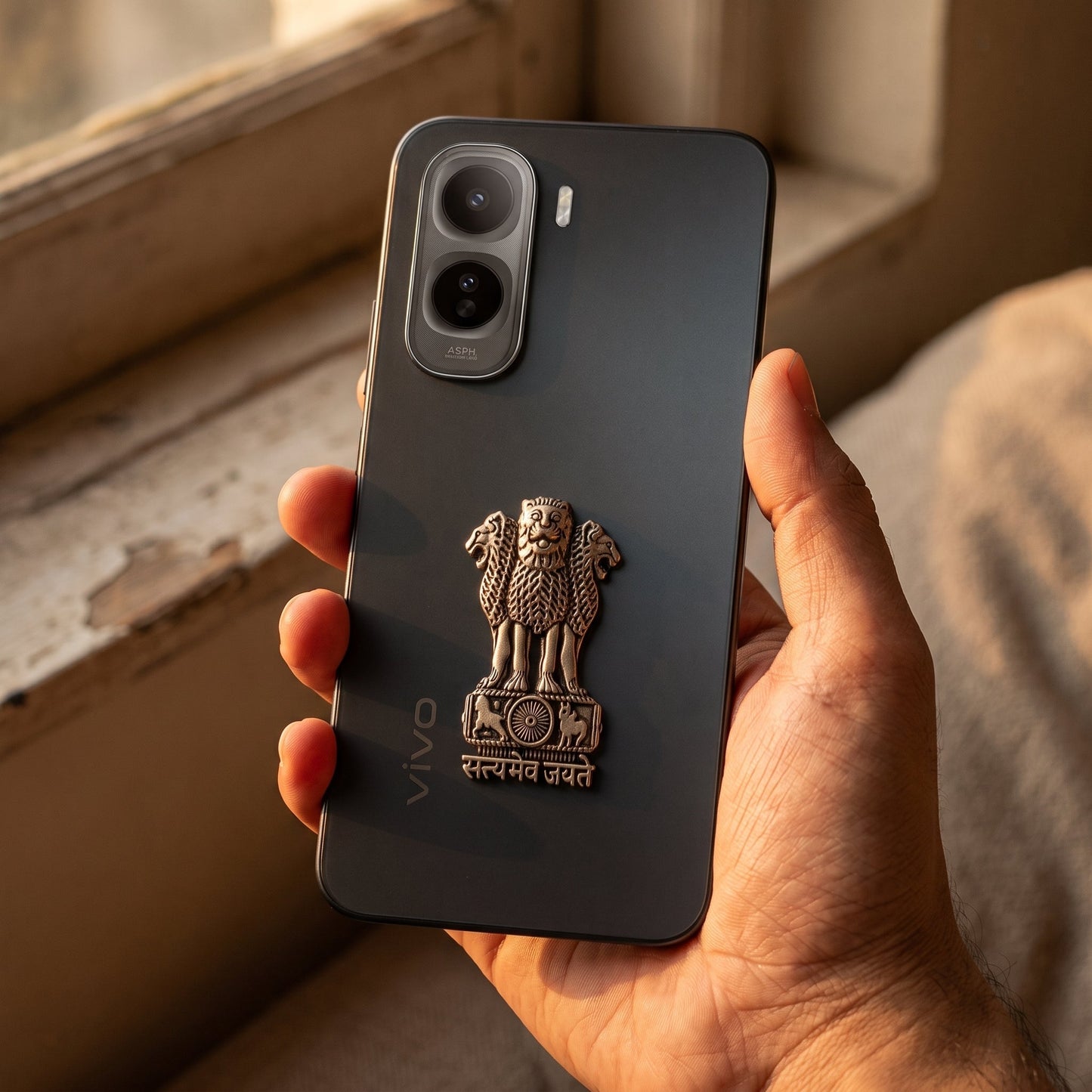 Vivo T5 Pro 5G Compatible Satyamev Jayate 3D Metal Emblem Sticker