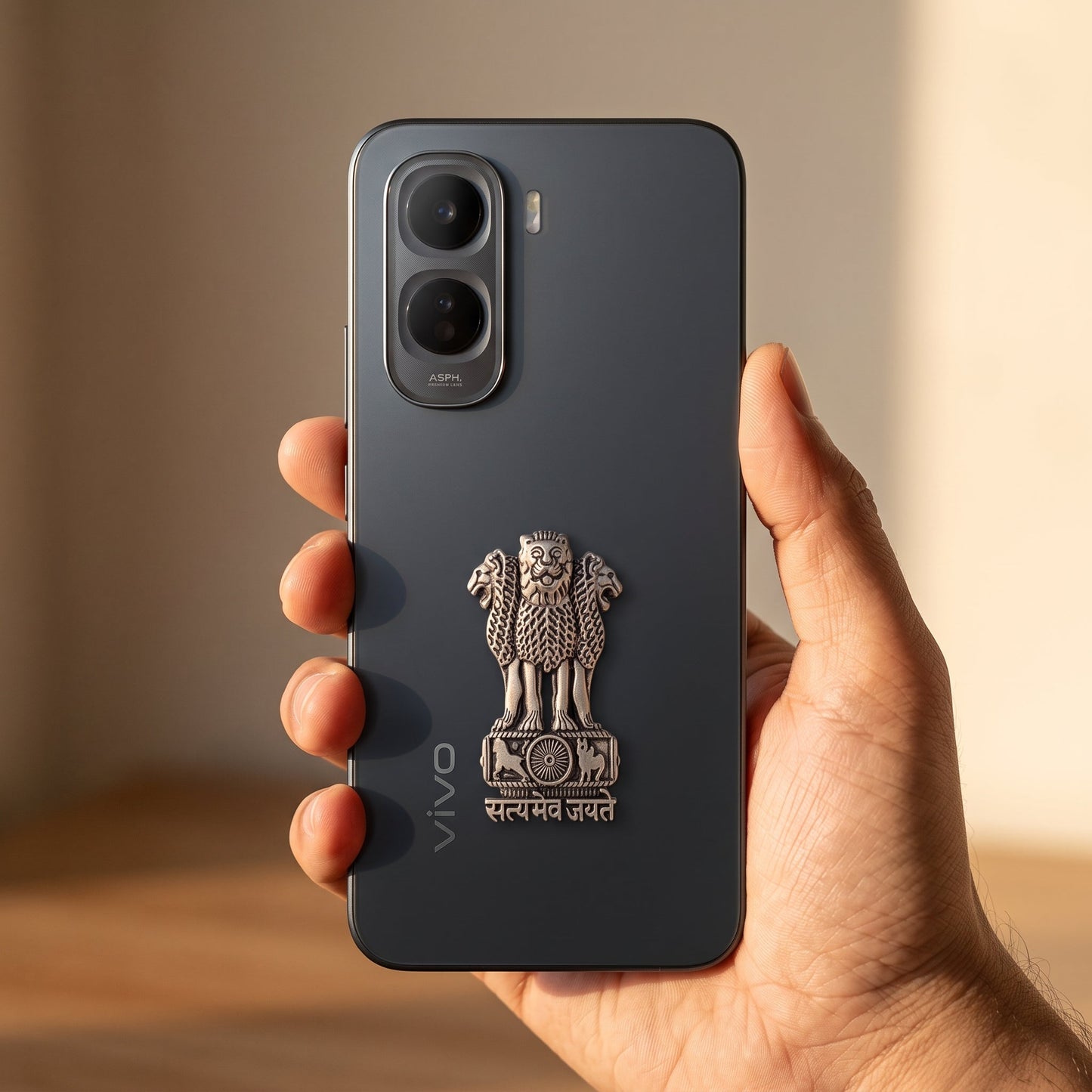Vivo T5 Pro 5G Compatible Satyamev Jayate 3D Metal Emblem Sticker