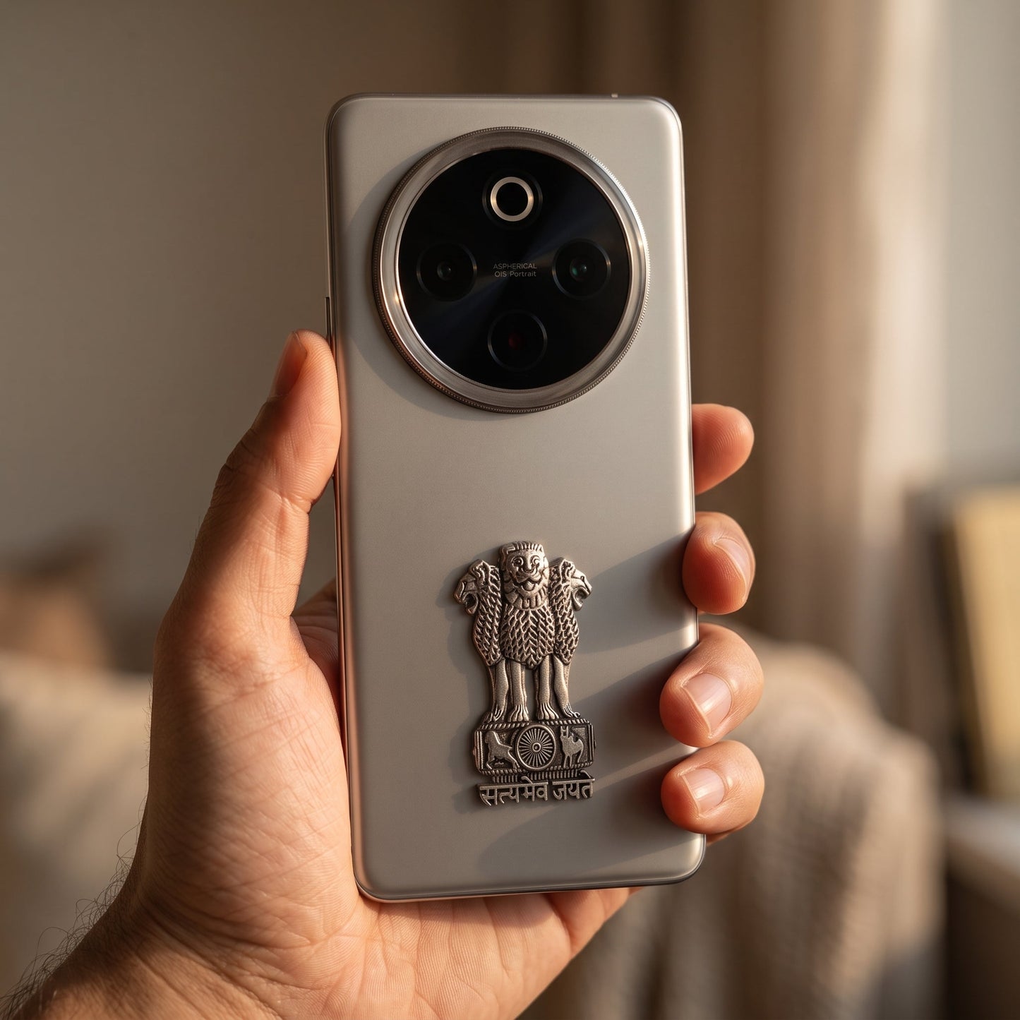 Vivo T4 5G Compatible Satyamev Jayate 3D Metal Emblem Sticker