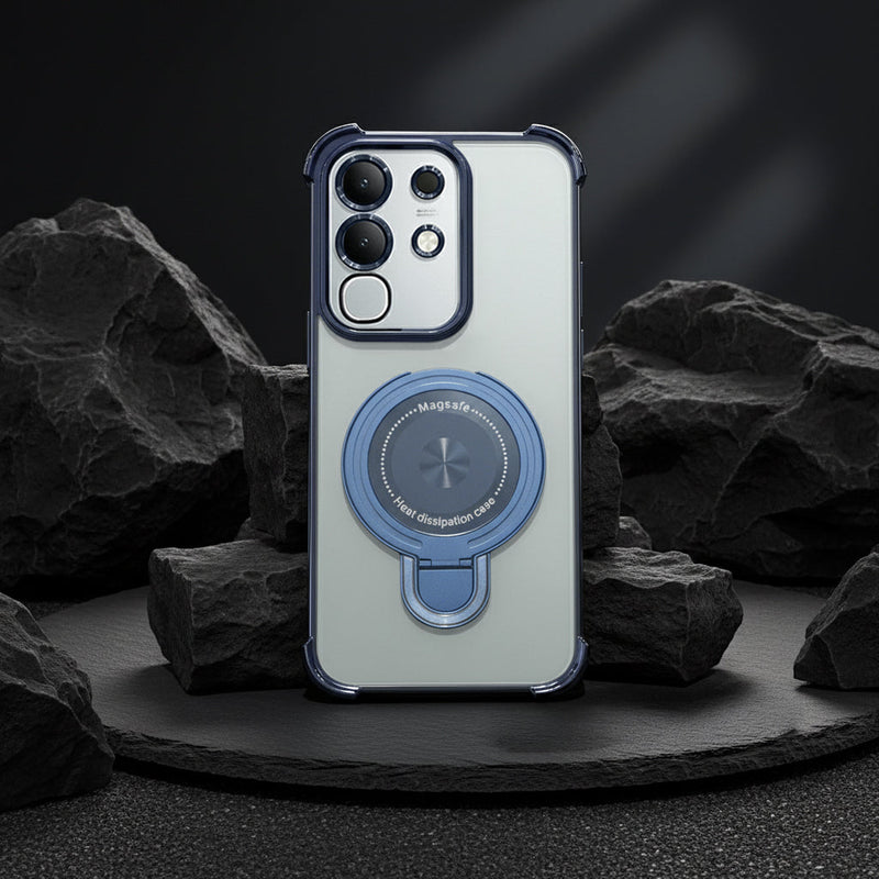Vivo T4x 5G Luxury Four Corner Invincible Bracket Ring Stand Case
