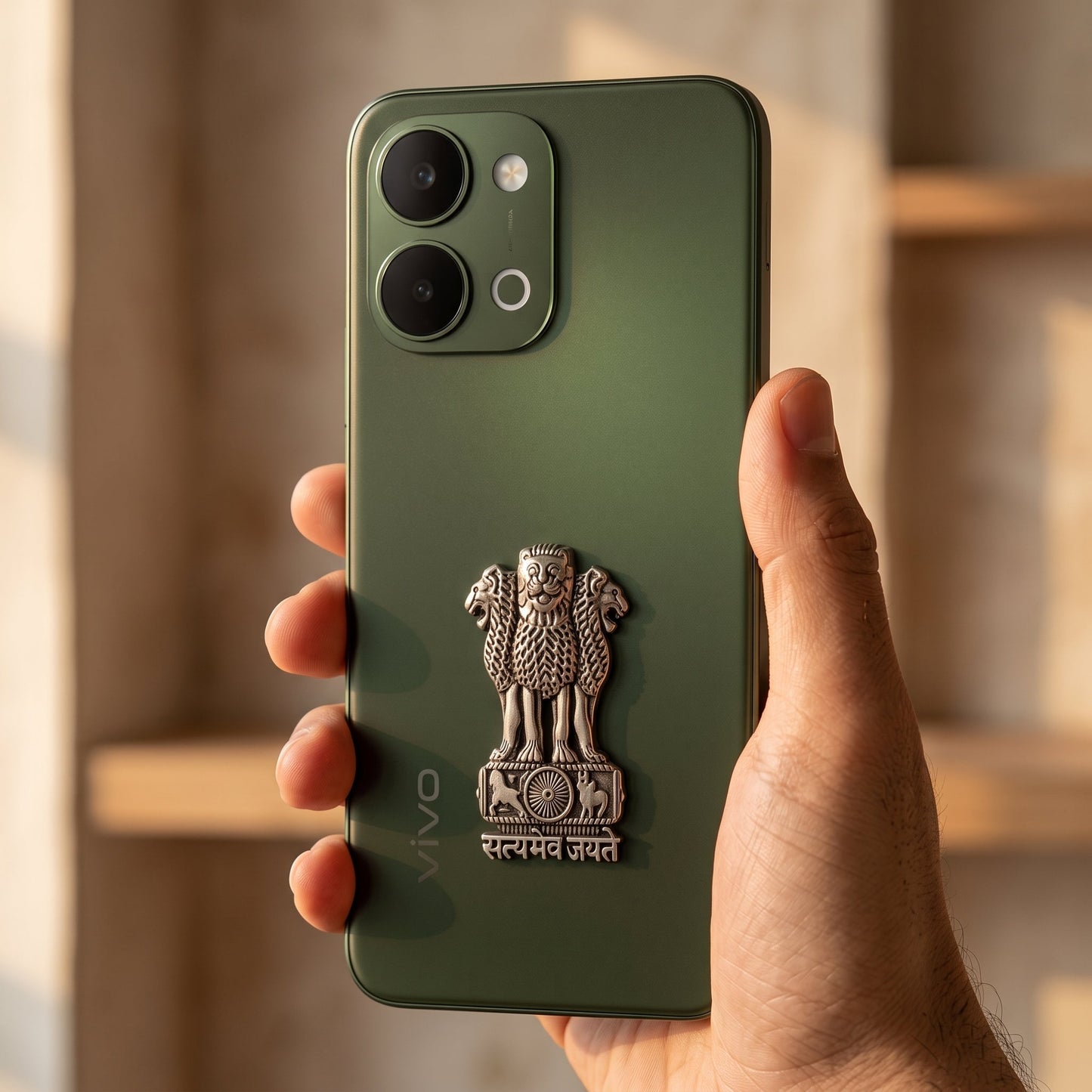 Vivo T5X 5G Compatible Satyamev Jayate 3D Metal Emblem Sticker