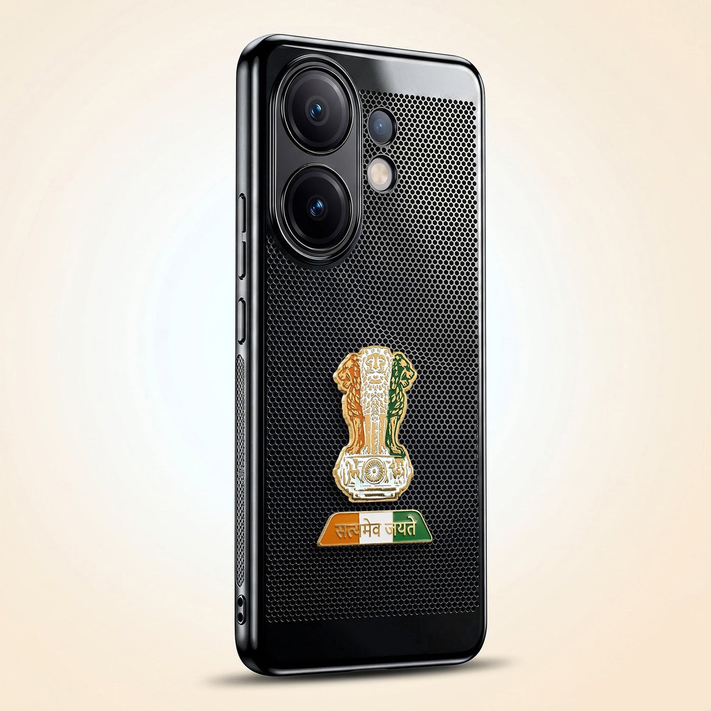 Vivo V60 5G Tri-Color Satyamev Jayate Mesh Electroplated Heat Dissipation Case
