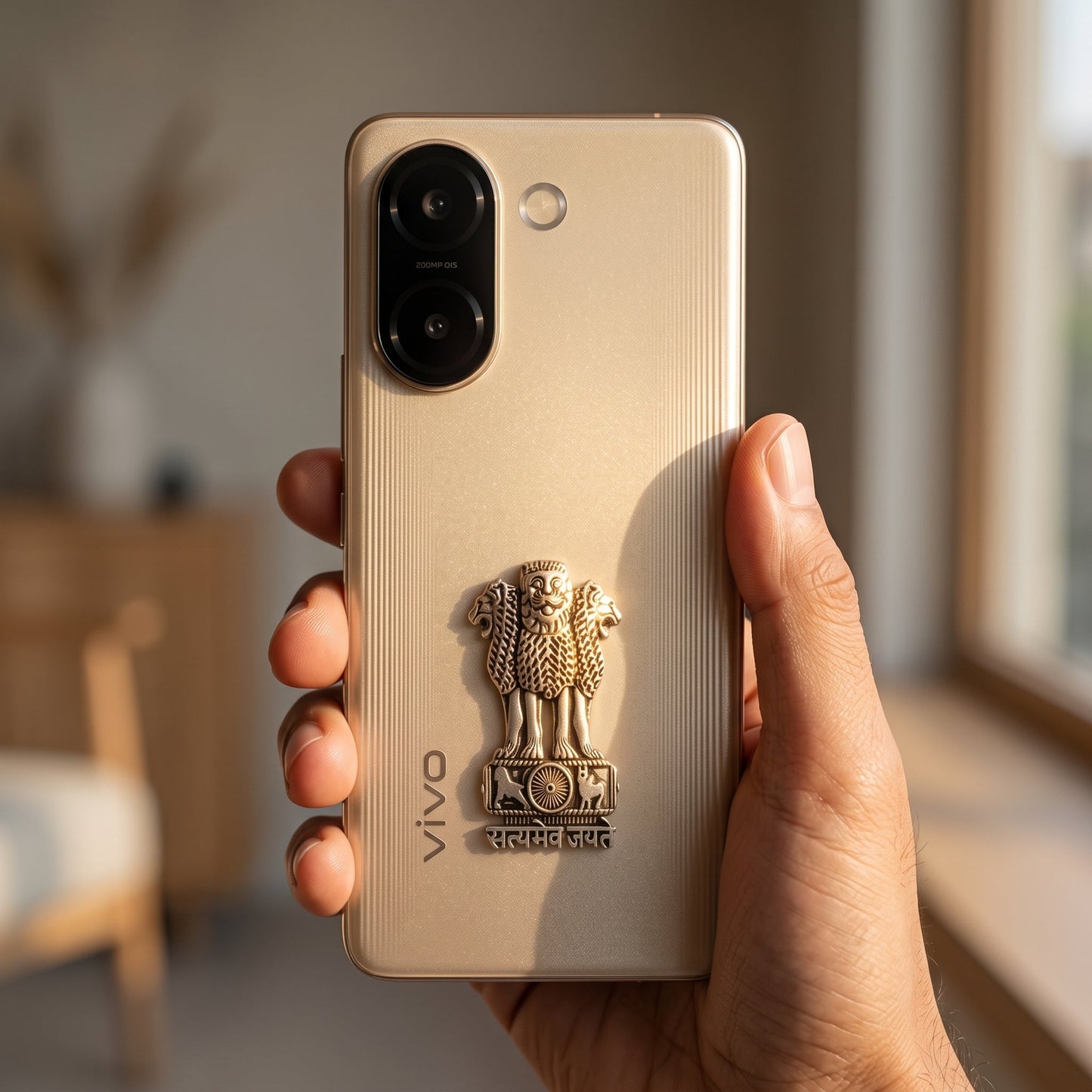 Vivo V60e 5G Compatible Satyamev Jayate 3D Metal Emblem Sticker