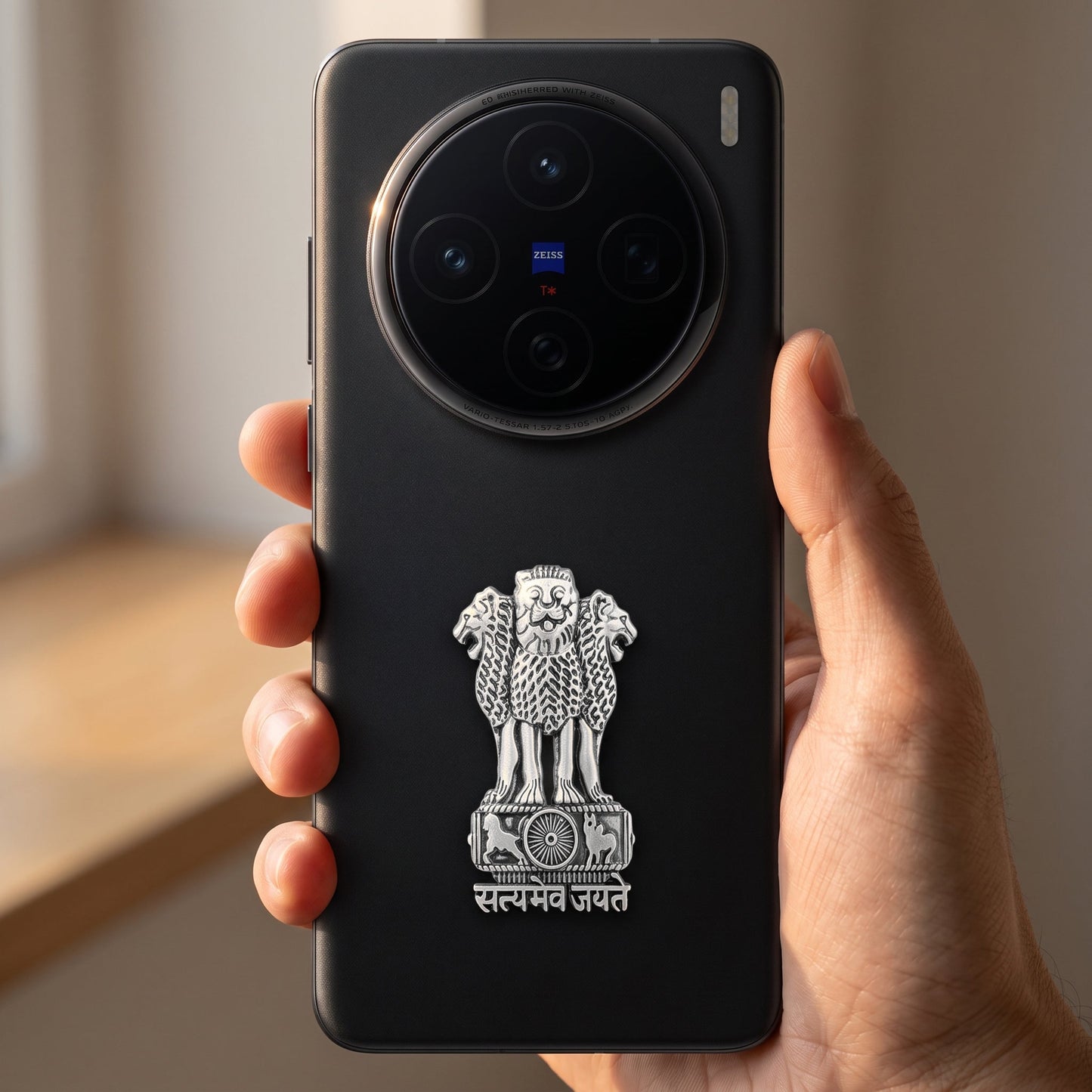 Vivo X200 5G Compatible Satyamev Jayate 3D Metal Emblem Sticker