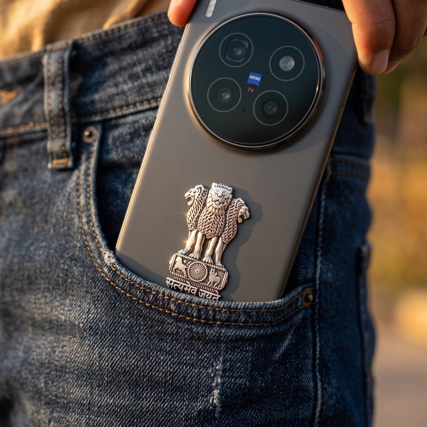 Vivo X300 Pro 5G Compatible Satyamev Jayate 3D Metal Emblem Sticker