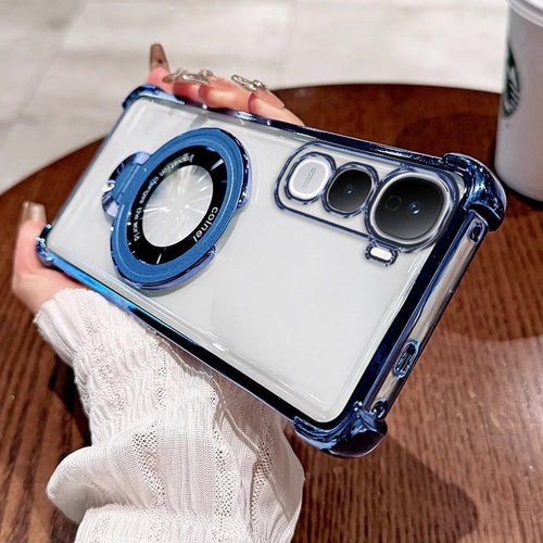 Vivo Y400 Pro 5G Original Luxury Magnifier Ring Stand Shockproof Airbags Corner Case