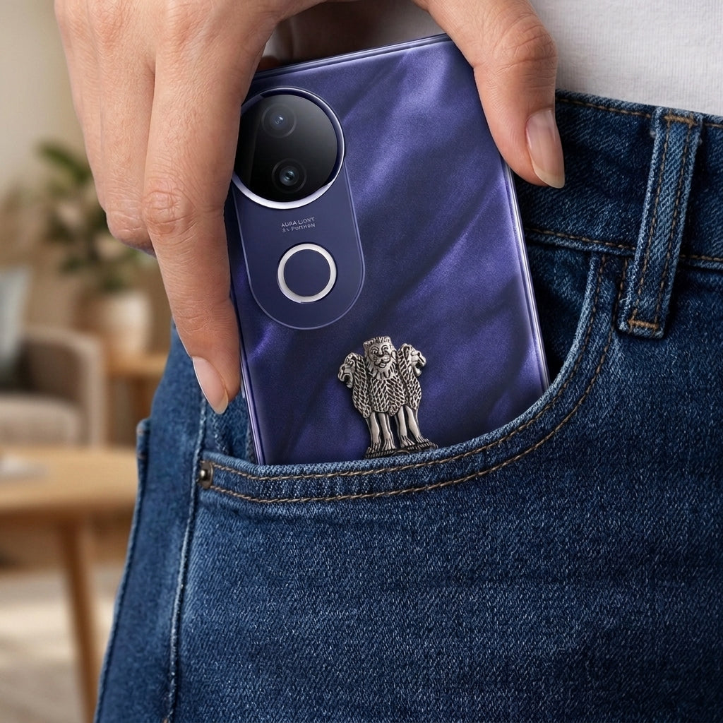 Vivo T4R 5G Compatible Satyamev Jayate 3D Metal Emblem Sticker