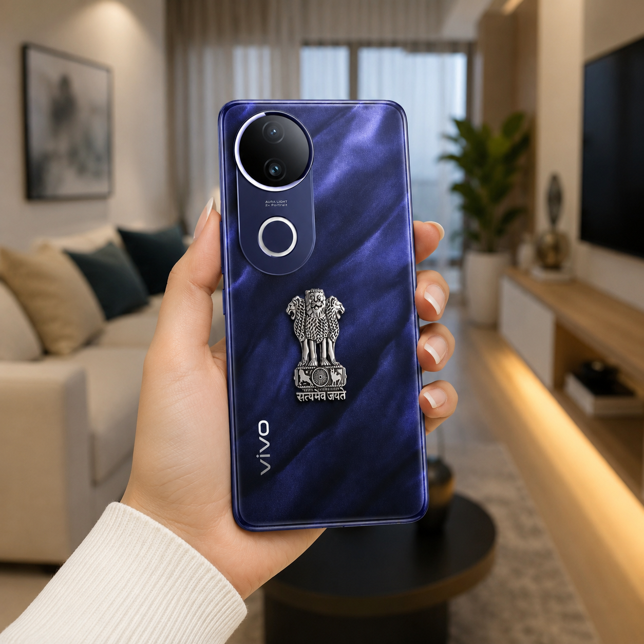 Vivo T4R 5G Compatible Satyamev Jayate 3D Metal Emblem Sticker