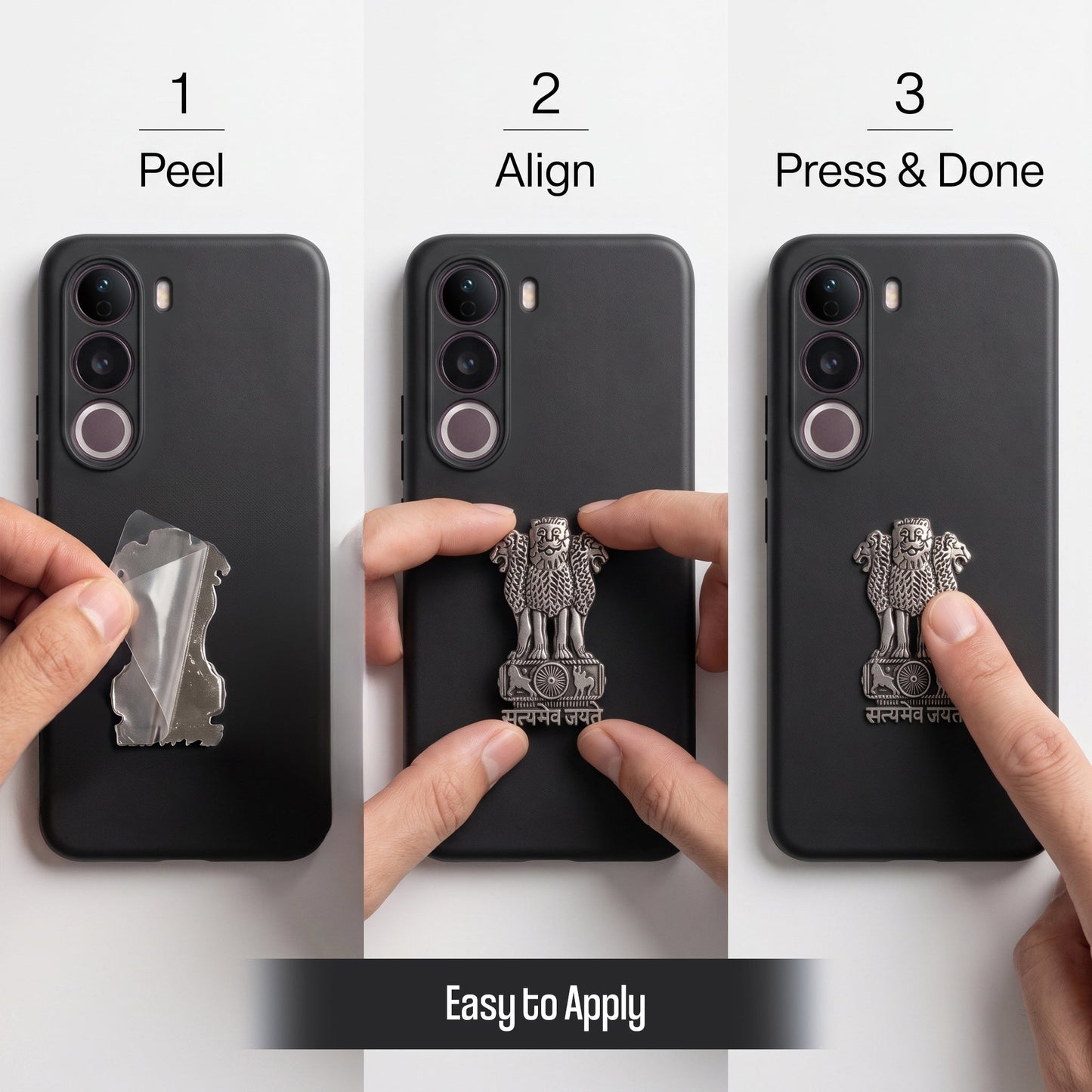 Vivo Y400 Pro 5G Compatible Satyamev Jayate 3D Metal Emblem Sticker