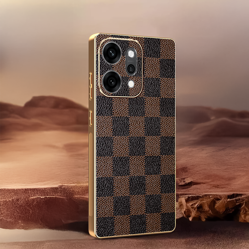 Oppo Reno 14 5G Luxury Checkered Leather Back Case