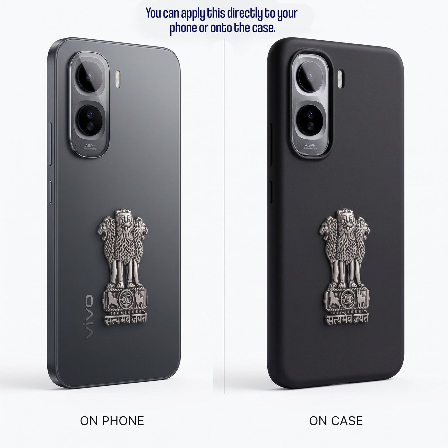 Vivo T5 Pro 5G Compatible Satyamev Jayate 3D Metal Emblem Sticker